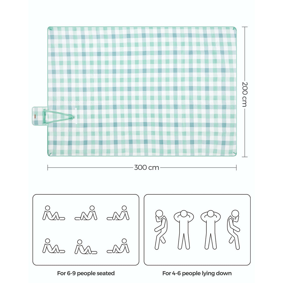 Picnic Blanket 300 x 200 cm Green and White