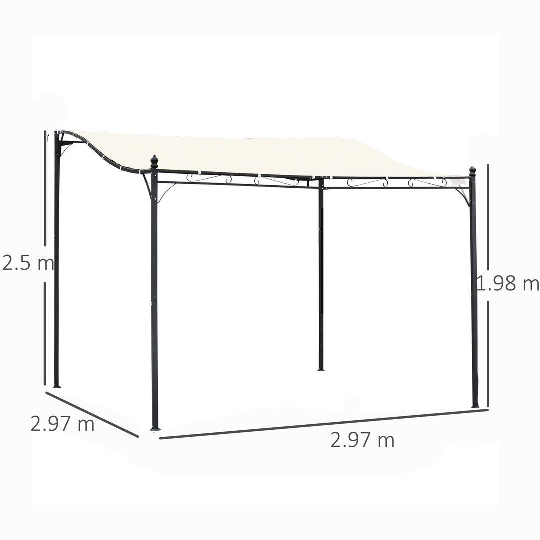 Elegant Pergola Gazebo Metal Frame Elegant Scrolling Weather-Resistant Canopy Sun Rain Shade Garden Outdoor Shelter 3x3(m), Cream White