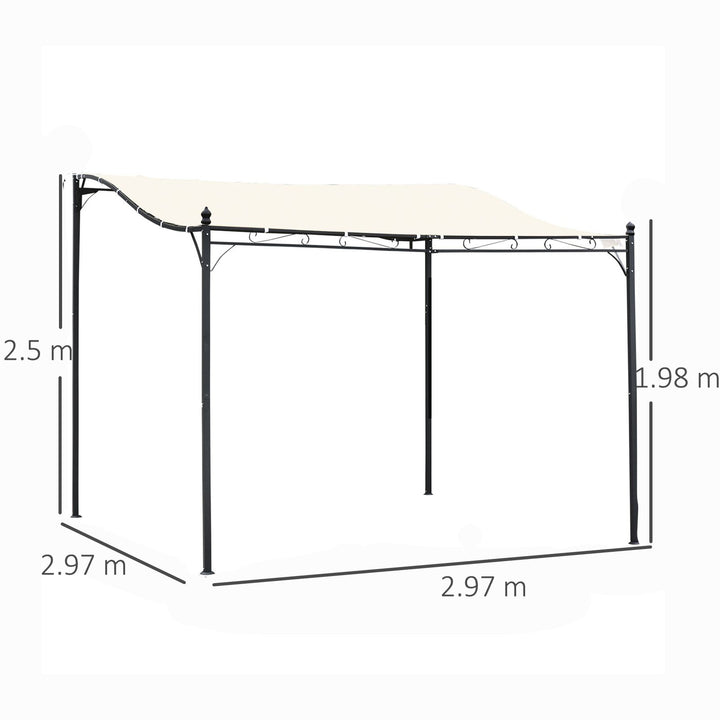 Elegant Pergola Gazebo Metal Frame Elegant Scrolling Weather-Resistant Canopy Sun Rain Shade Garden Outdoor Shelter 3x3(m), Cream White