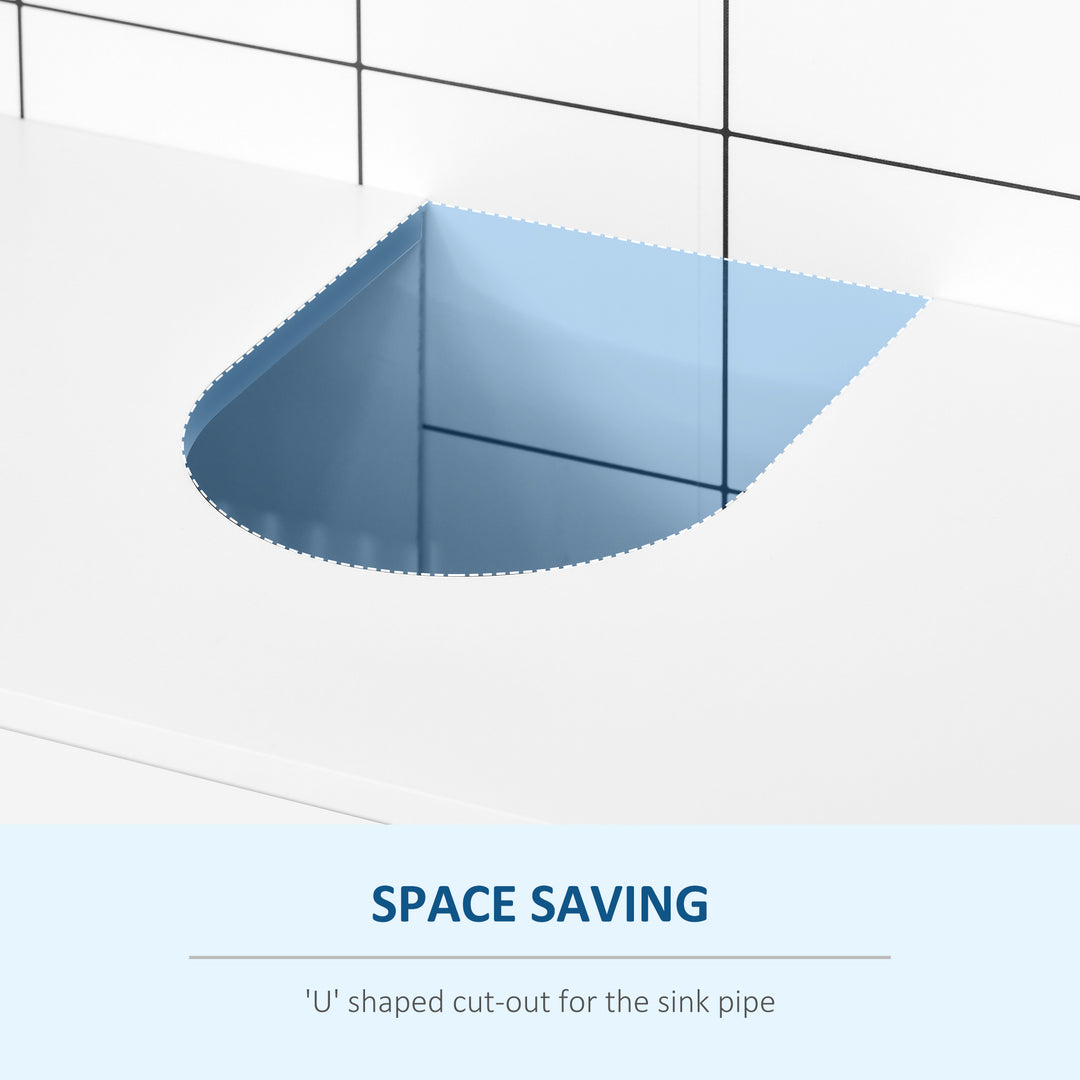 Pedestal Under Sink Cabinet with Double Doors, Modern Bathroom Vanity Storage Unit with Shelves, White