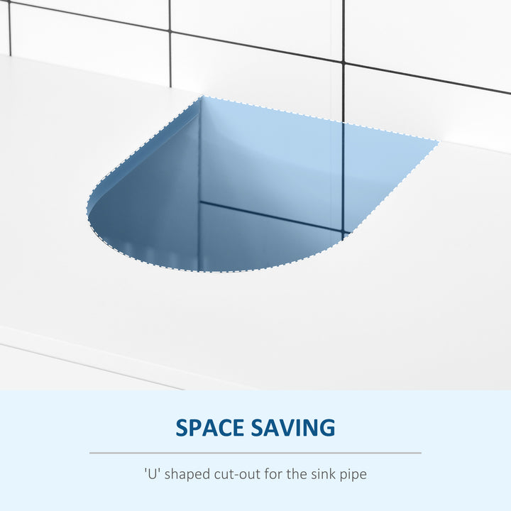 Pedestal Under Sink Cabinet with Double Doors, Modern Bathroom Vanity Storage Unit with Shelves, White