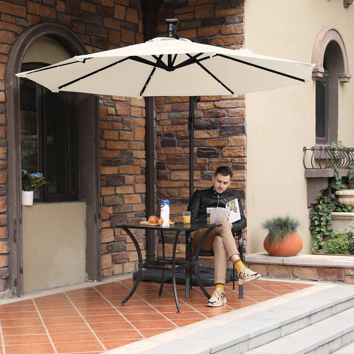 SONGMICS Beige Cantilever Garden Patio Parasol with LED Lights