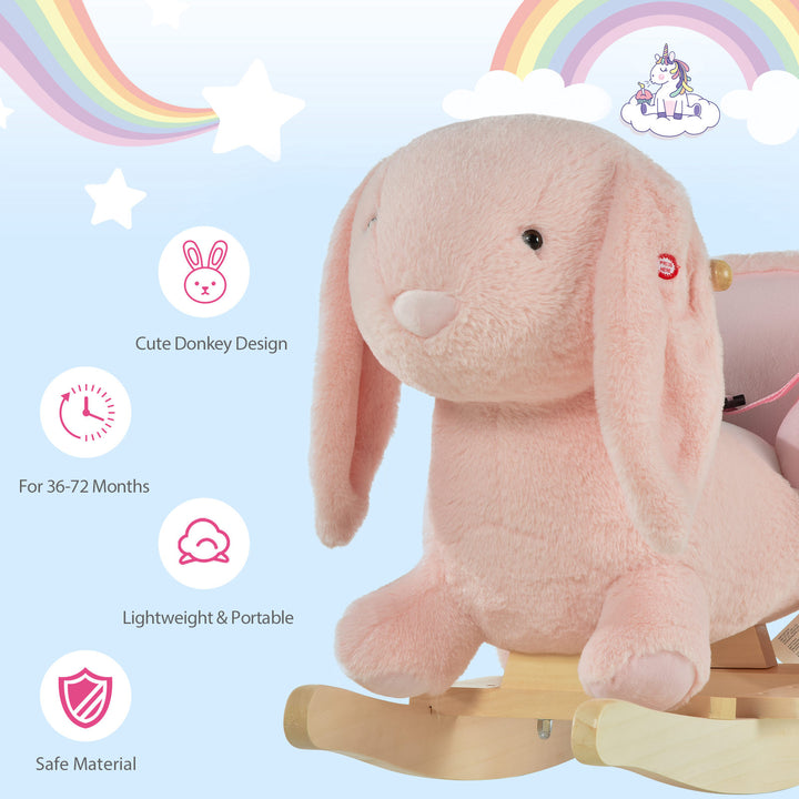 Toddlers Rabbit Plush Rocking Ride On w/ Sound Pink