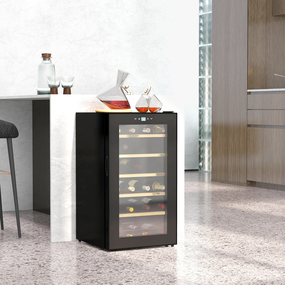 Wine Freestanding Fridge with Glass Door, 65 Litres Single Zone Wine Cooler Fridge with Digital Touch Screen Controls and LED Light, Black