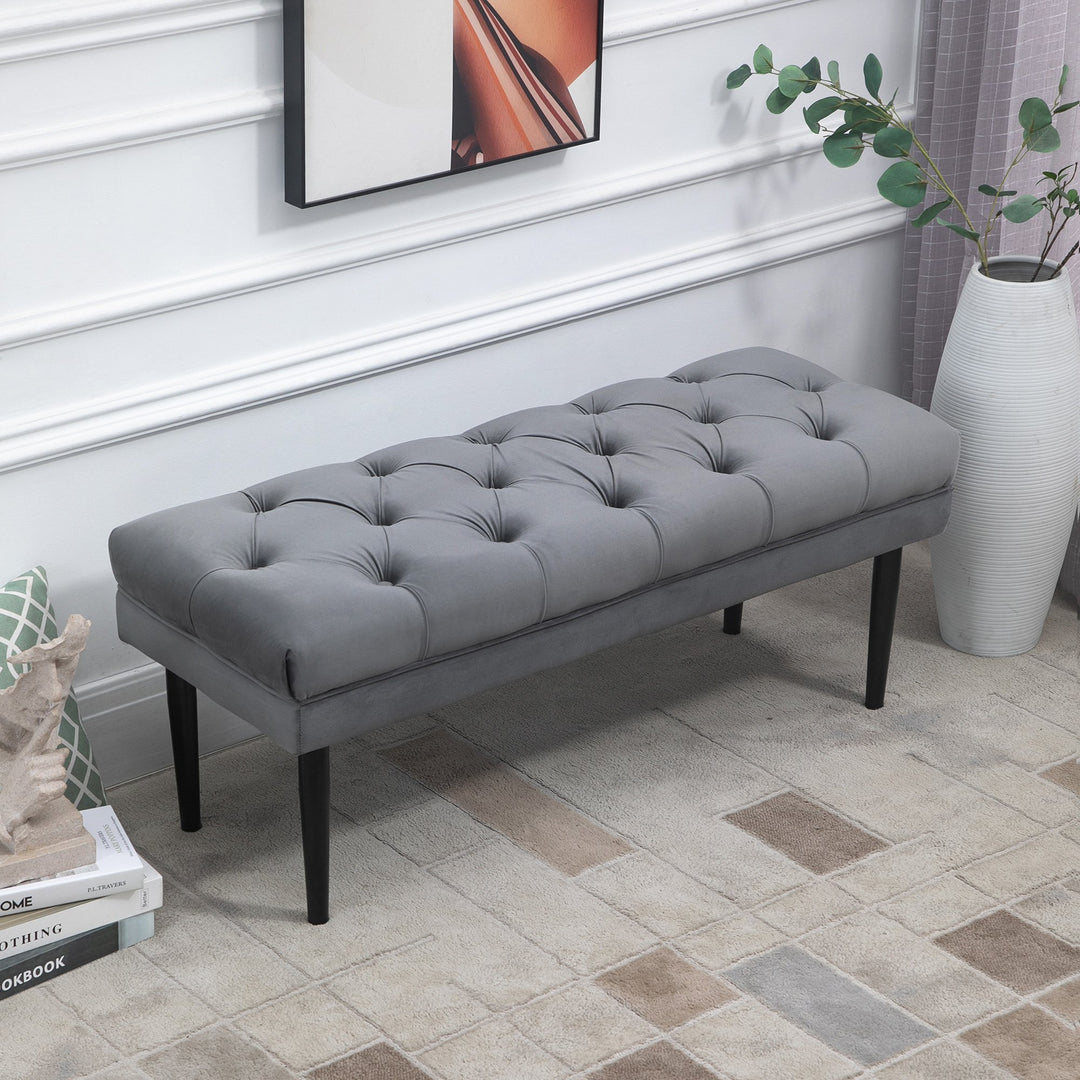 Entryway Bench, Bed End Bench, Button Tufted Window, Bedroom, Hallway, Grey