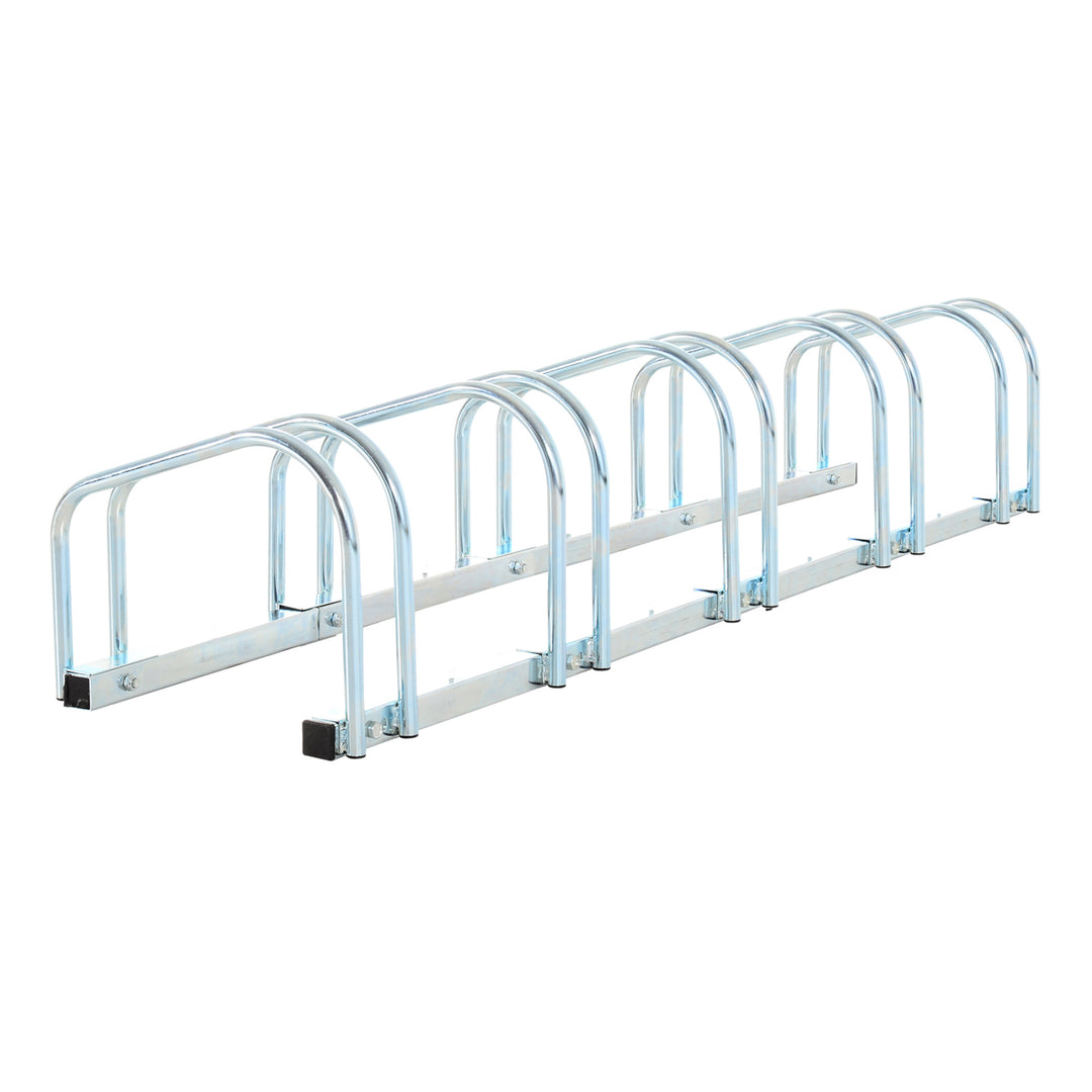 HOMCOM Bike Stand Parking Rack Floor or Wall Mount Bicycle Cycle Storage Locking Stand (5 Racks, Silver)