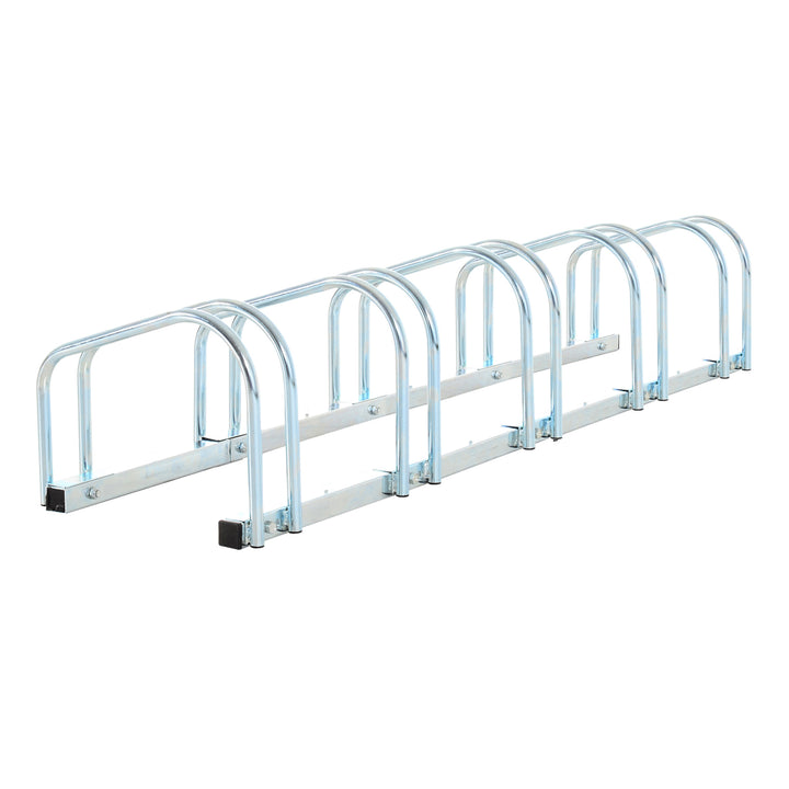 HOMCOM Bike Stand Parking Rack Floor or Wall Mount Bicycle Cycle Storage Locking Stand (5 Racks, Silver)