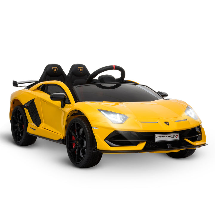 Compatible 12V Battery-powered Kids Electric Ride On Car Lamborghini Aventador Sports Racing Car Toy with Parental Remote Control Lights Yellow