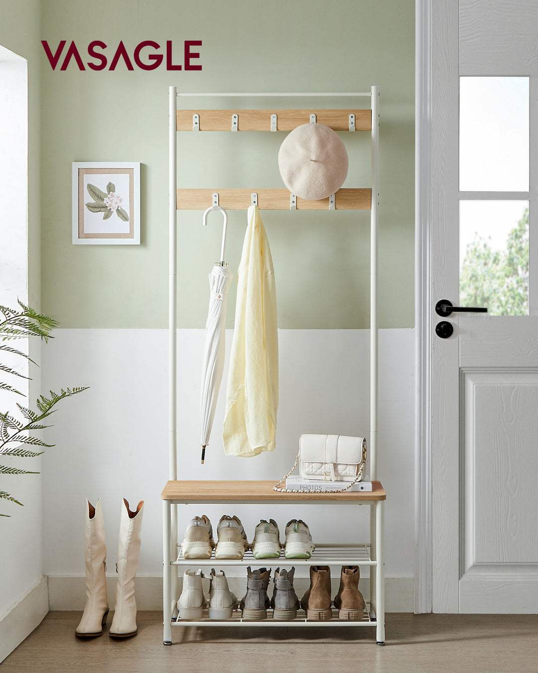 Coat Stand with Shoe Storage Bench and Rack