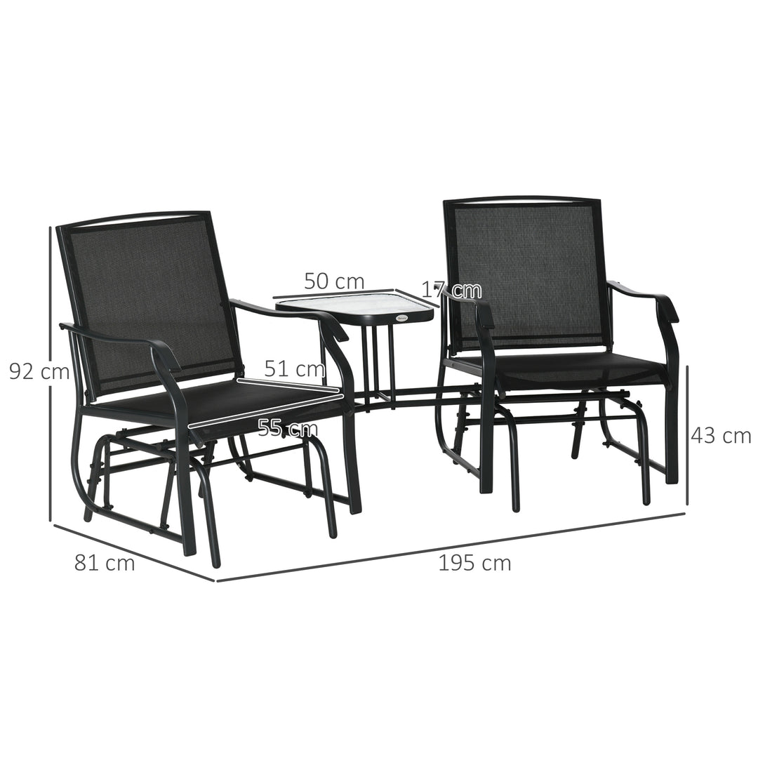 Garden Double Glider Rocking Chairs with Table