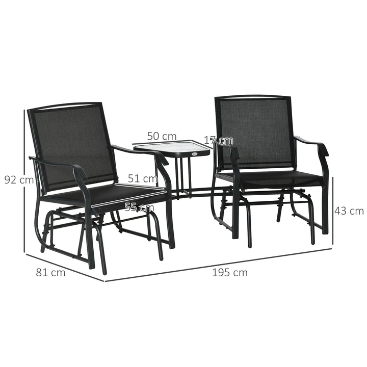 Garden Double Glider Rocking Chairs with Table