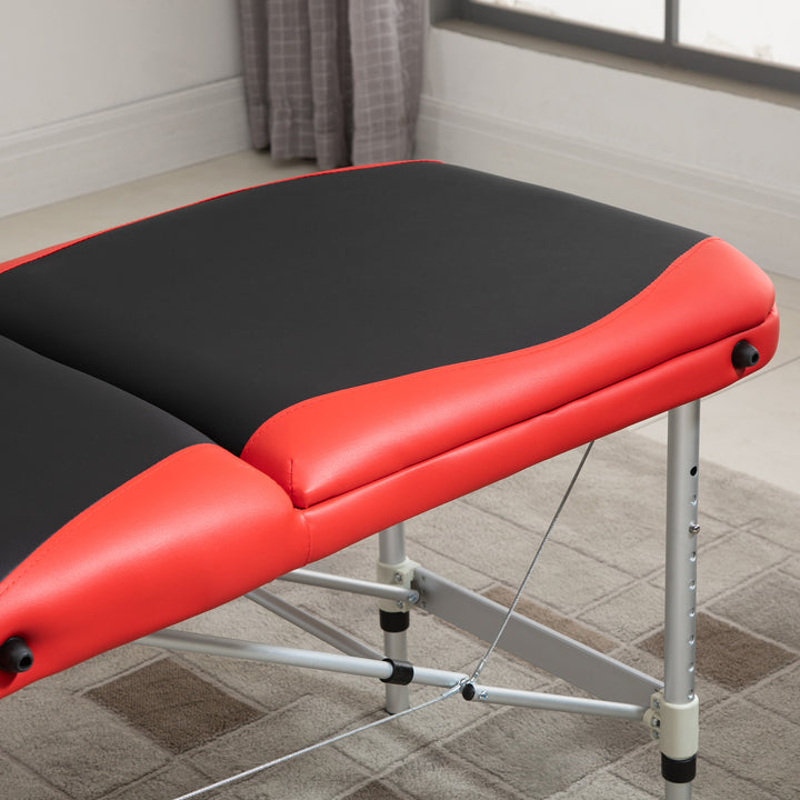 Foldable Massage Table Professional Salon SPA Facial Couch Bed Black and Red