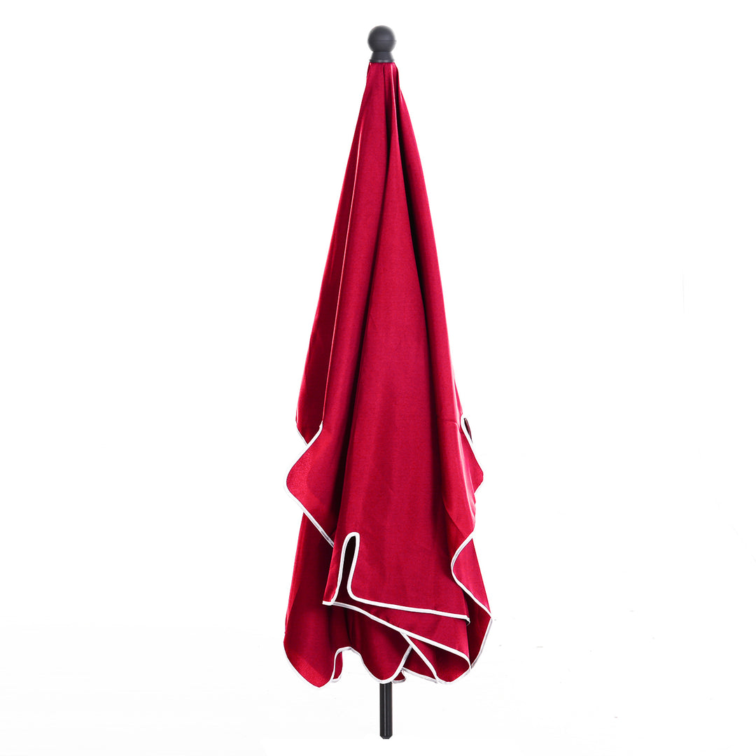 Red Rectangular Garden Parasol Aluminium Sun Umbrella Patio Garden Tilt 2M x 1.25M