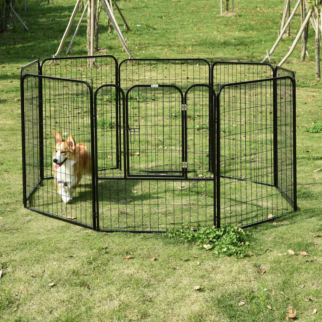 PawHut Heavy Duty 8 Panel Dog Pet Playpen for Puppy Rabbit Enclosure Foldable Indoor Outdoor 80 x 100 cm