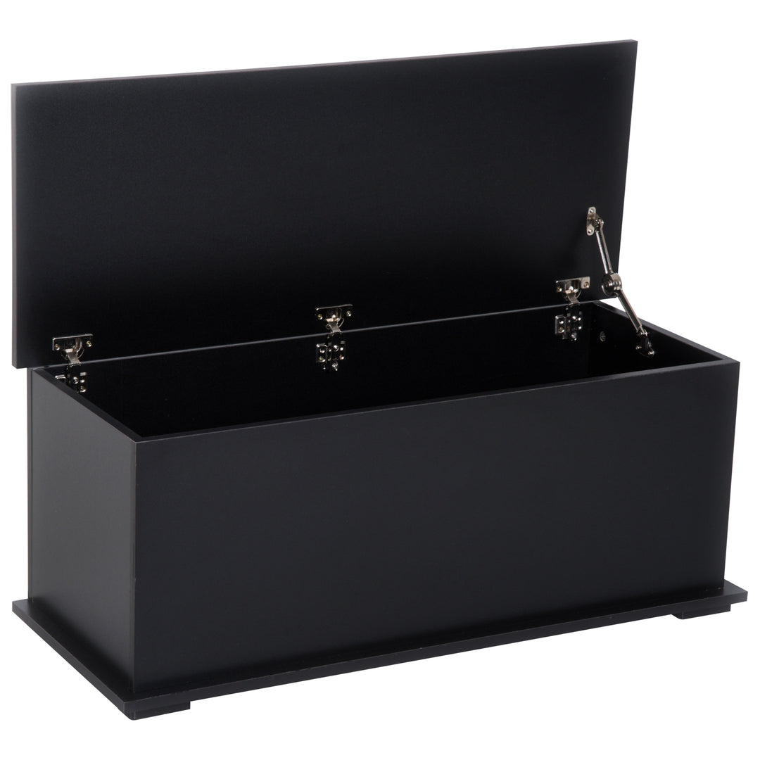 HOMCOM Wooden Storage Box Clothes Toy Chest Bench Seat Ottoman Bedding Blanket Trunk Container with Lid - Black