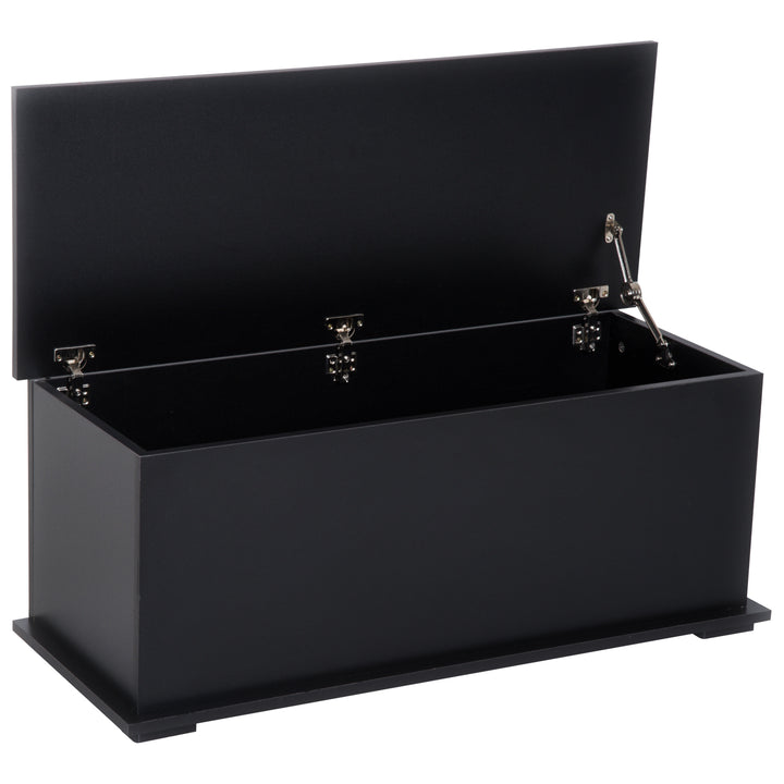 HOMCOM Wooden Storage Box Clothes Toy Chest Bench Seat Ottoman Bedding Blanket Trunk Container with Lid - Black