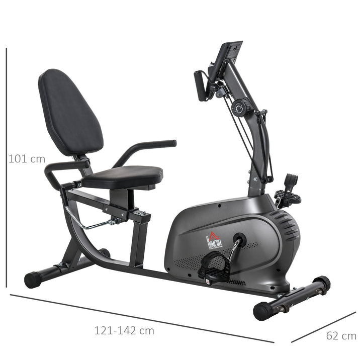 Fitness Recumbent Bike Magnetic Resistance Exercise Bike Stationary Cycling Bike, Pad Holder with LCD Monitor, Indoor Cardio Workout, Black