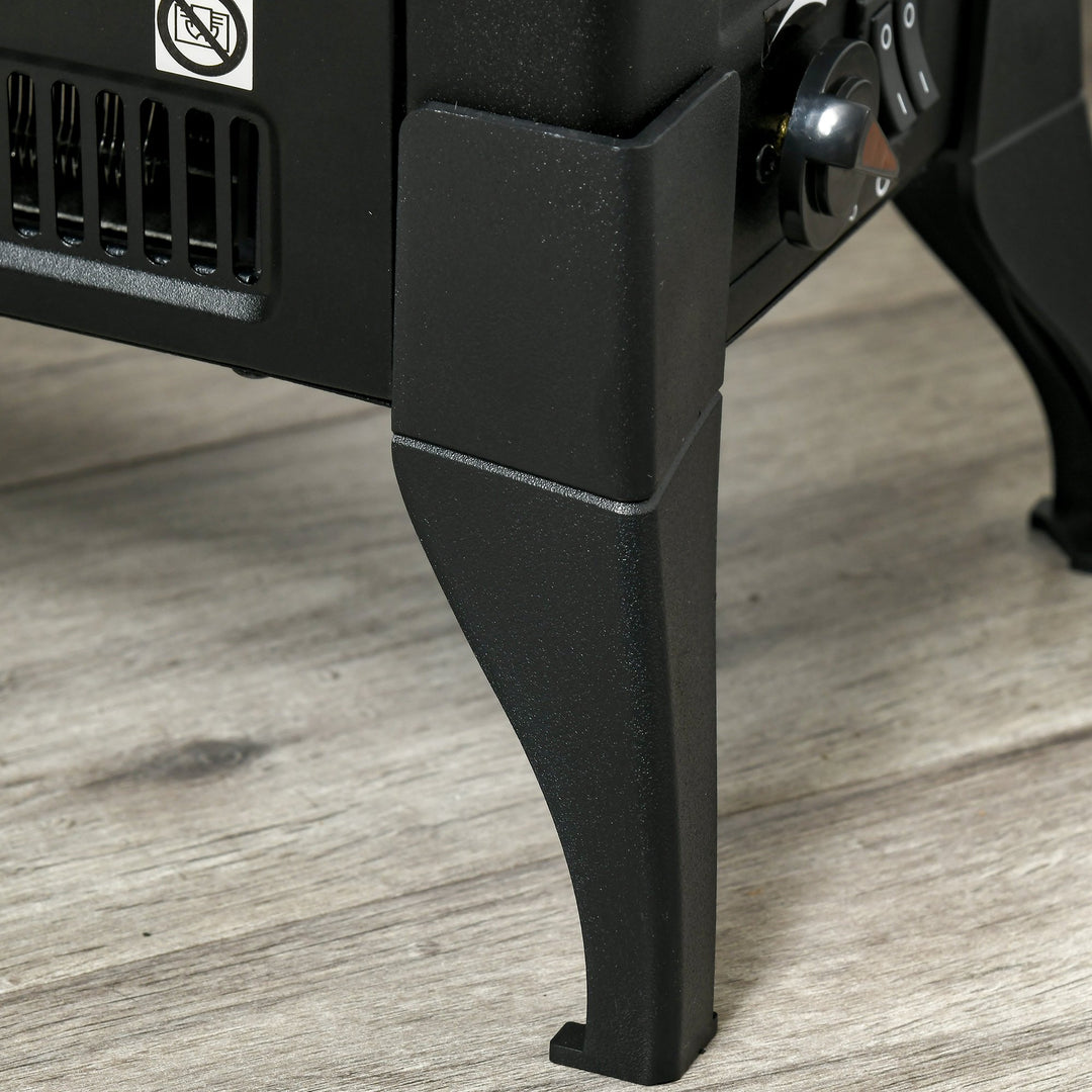 Electric Fireplace Stove, Free standing Fireplace Heater with Realistic Flame Effect, Adjustable Temperature and Overheat Protection, Black