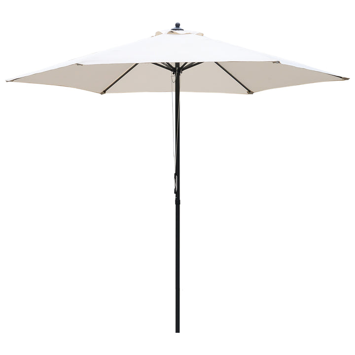 2.8m Garden Parasol Umbrella, Round Outdoor Market Table Umbrella, Parasol Patio Umbrella, 6 Ribs Manual Push, Sun Shade Canopy, Off-White