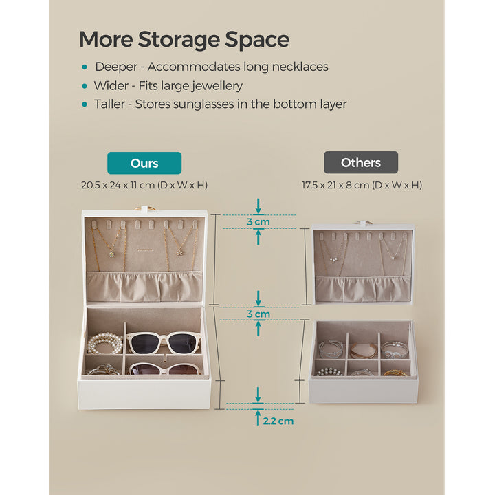 2-Layer Jewellery Box with Handle White