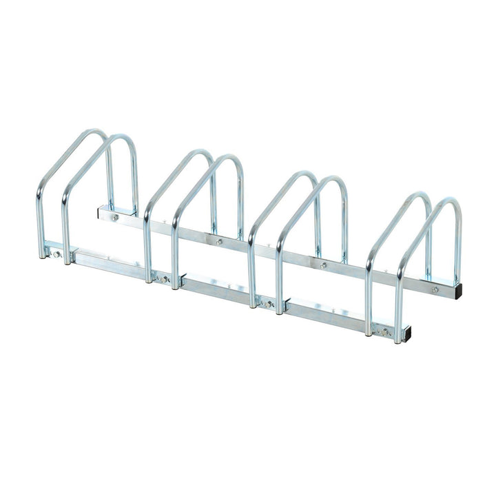 HOMCOM Bike Stand Parking Rack Floor or Wall Mount Bicycle Cycle Storage Locking Stand (4 Racks, Silver)