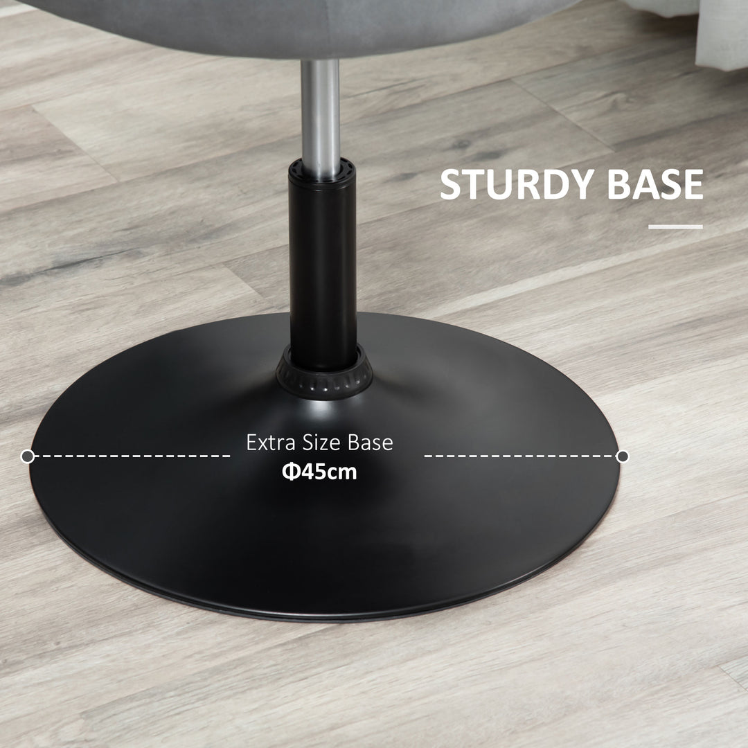 Swivel Bar Stool Fabric Dining Chair Dressing Stool with Tub Seat, Back, Adjustable Height, Grey