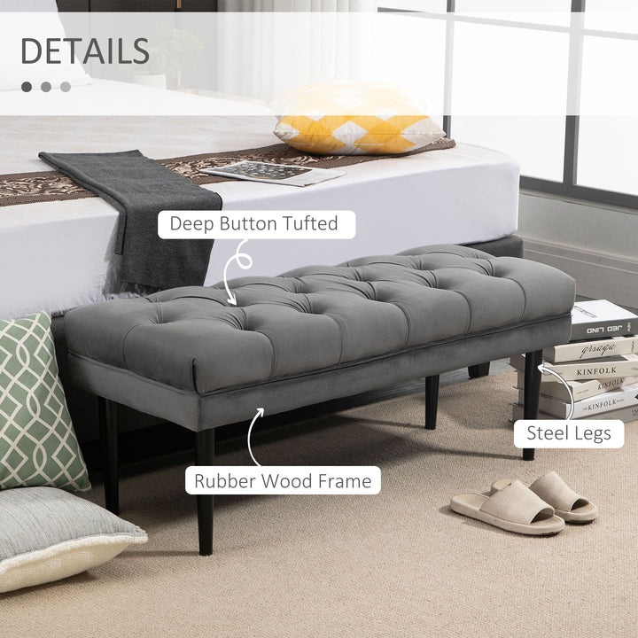 Entryway Bench, Bed End Bench, Button Tufted Window, Bedroom, Hallway, Grey