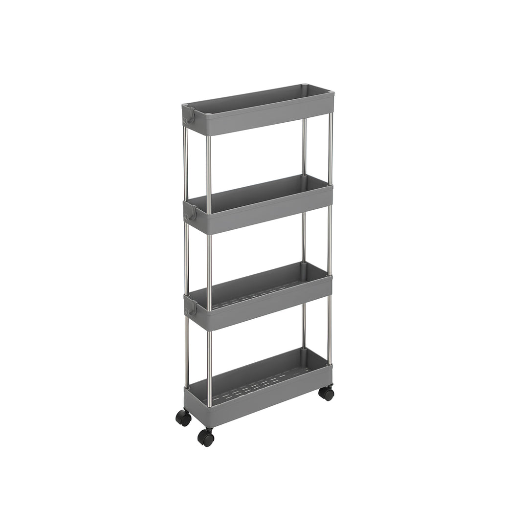 Grey 4-Tier Slim Plastic Storage Cart