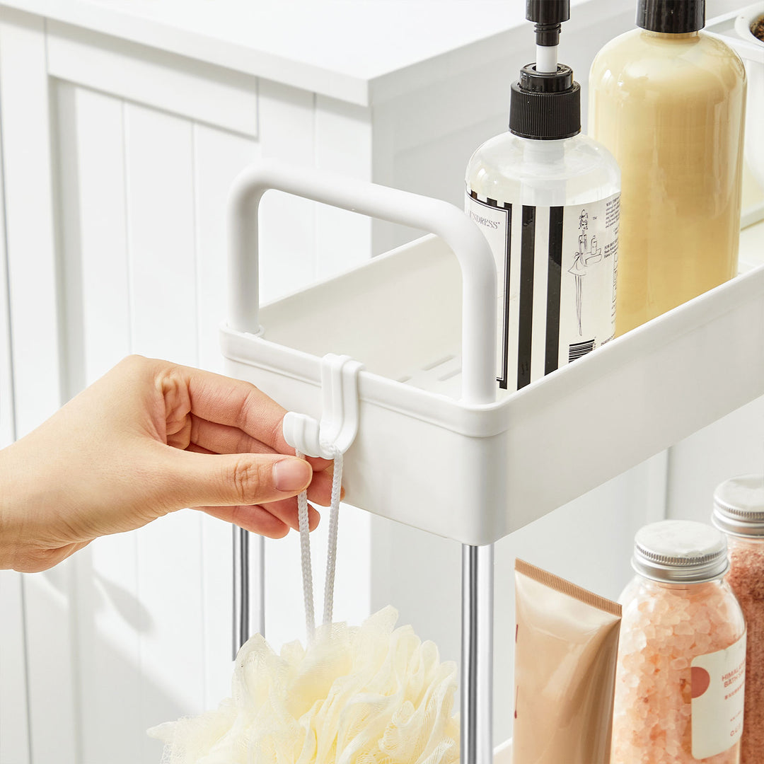 White Narrow Storage Cart with 4 Baskets & Handle