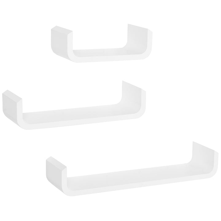 3 pcs U Shaped Floating Wall Shelves Set-White