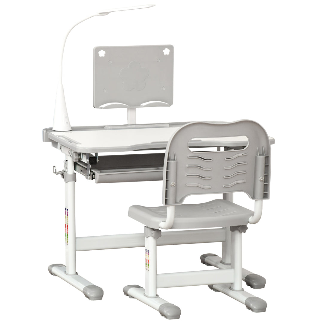 Kids Table and Chair Set, Activity Desk in Grey and White