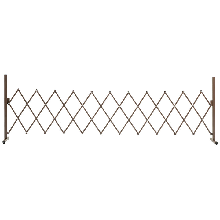 Expanding Trellis Fence Freestanding Movable Fence Foldable Garden Screen Panel Aluminum, 300cm x 103.5 cm, Dark Brown