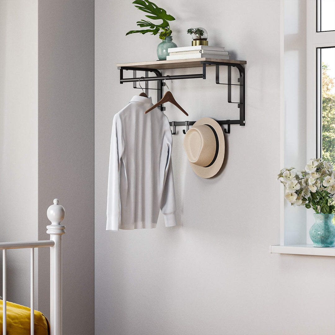 Coat Rack Wall-Mounted Greige and Black