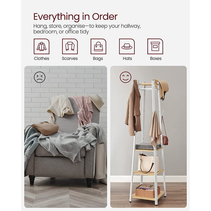 Coat Stand with 4 Shelves