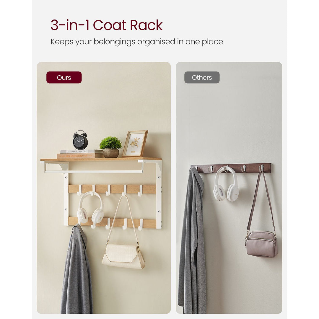 Wall Mounted Coat Rack with 10 Hooks
