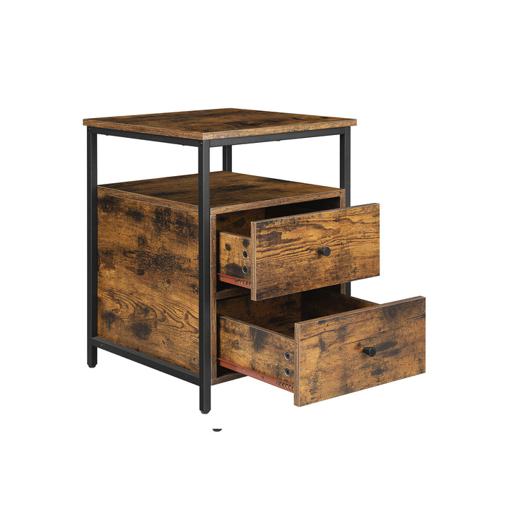 Nightstand Rustic Brown and Black