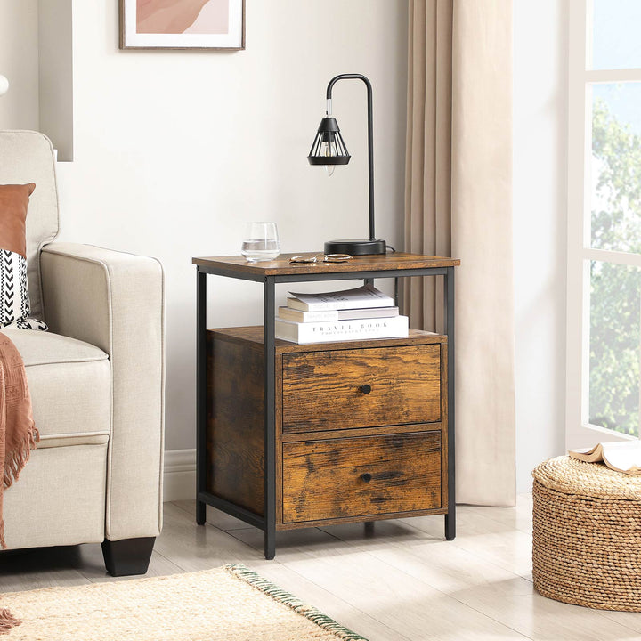 Nightstand Rustic Brown and Black