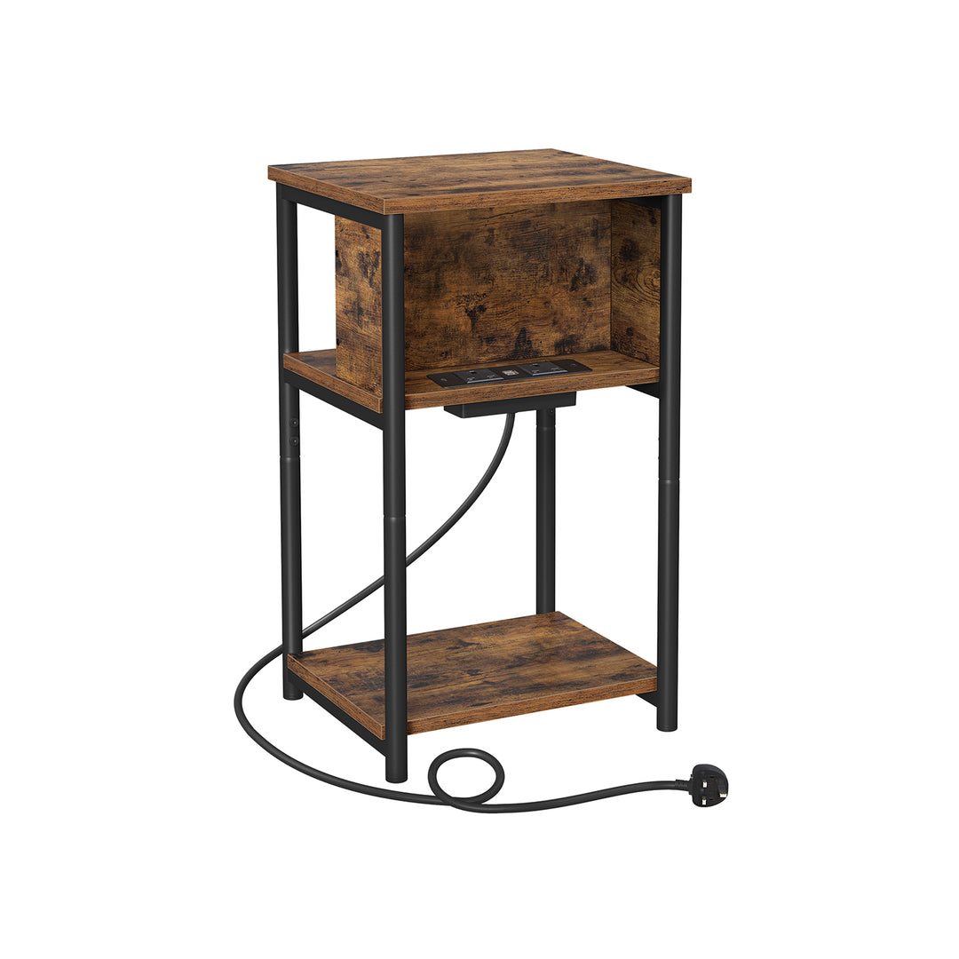 Narrow Bedside Table with Charging Station