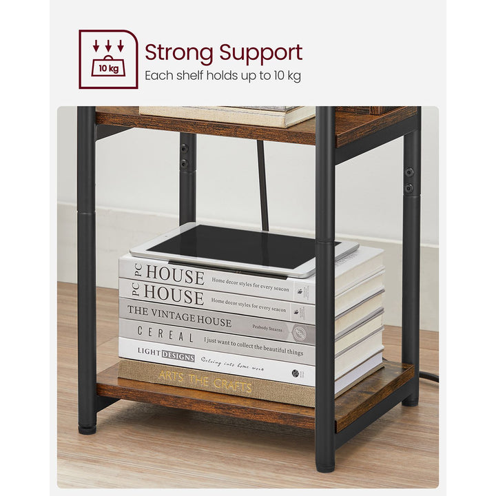 Narrow Bedside Table with Charging Station