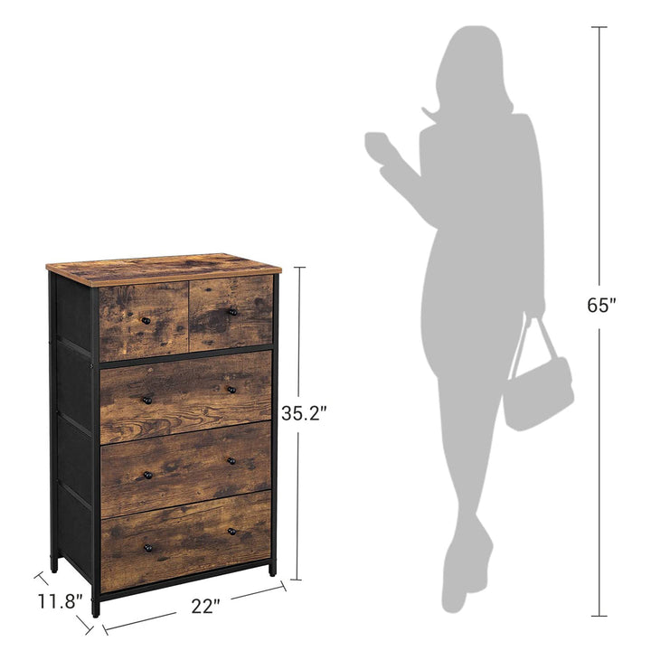 Fabric 5-Drawer Storage Organiser Unit