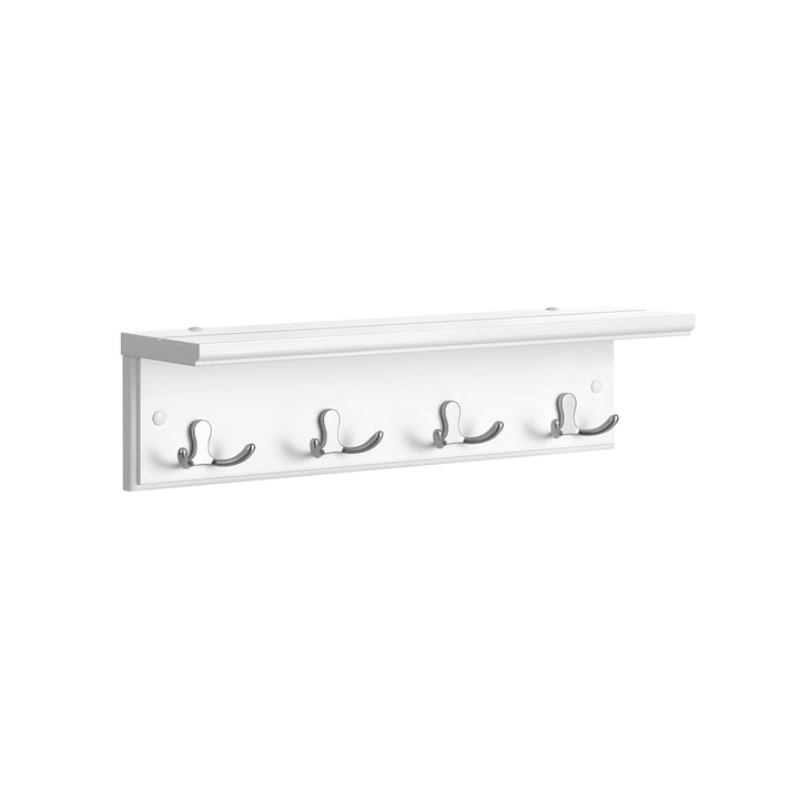 White Wall Hooks with Shelf for Coat Storage