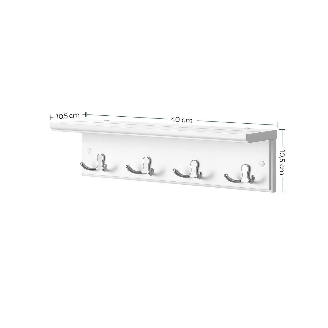 White Wall Hooks with Shelf for Coat Storage