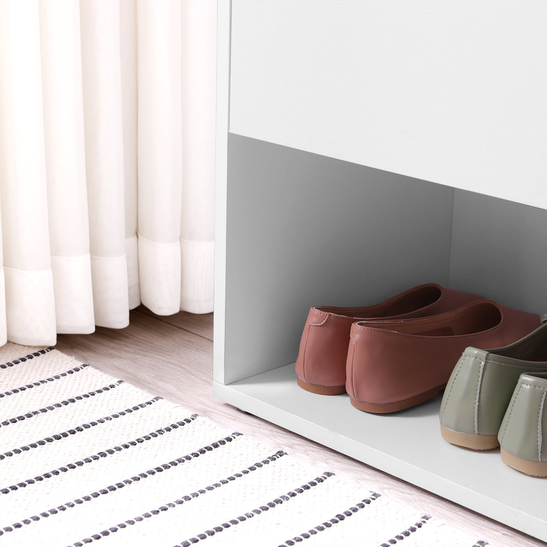 Shoe Bench White and Gray