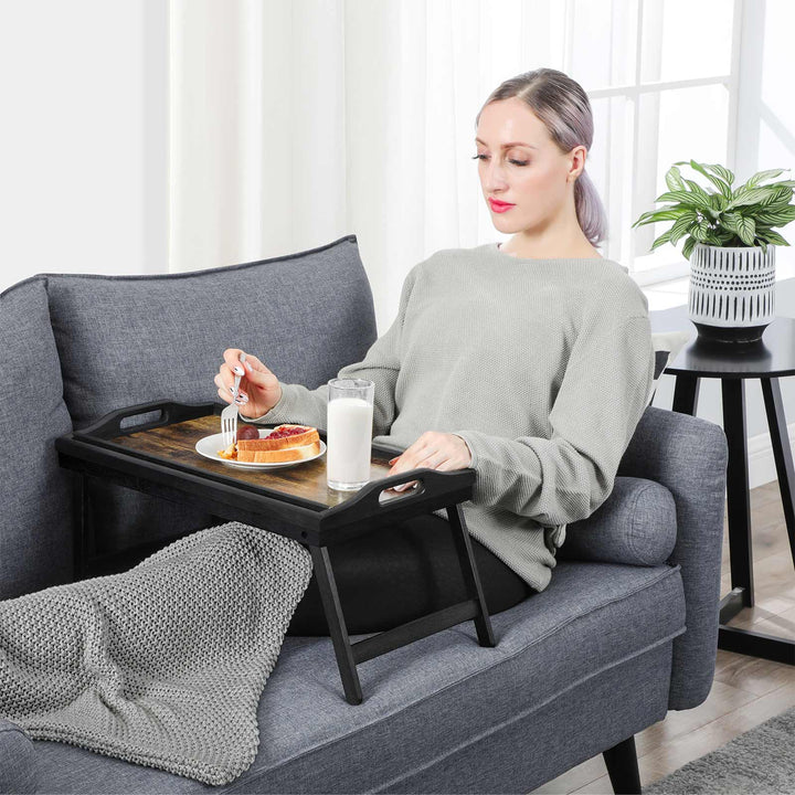 Black Breakfast Tray with Folding Legs for Bed