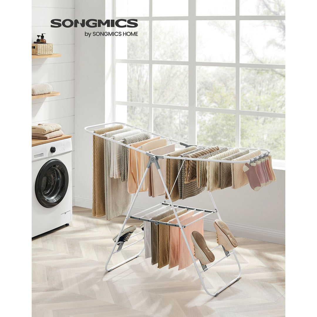 Foldable Clothes Airer White and Grey
