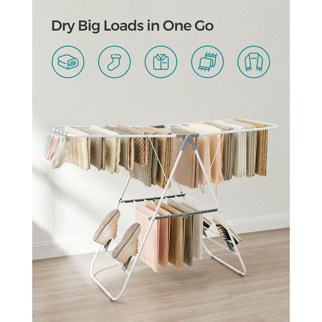 Foldable Clothes Airer White and Grey