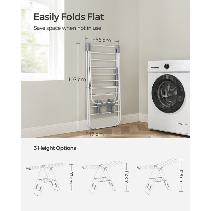 Foldable Clothes Airer White and Grey