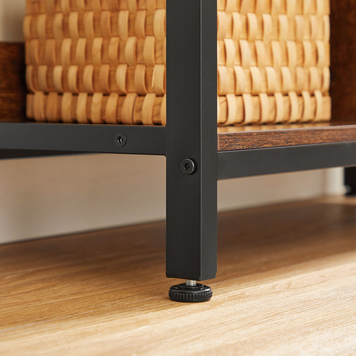Industrial Brown 4-Layer Bookshelf with Compartment