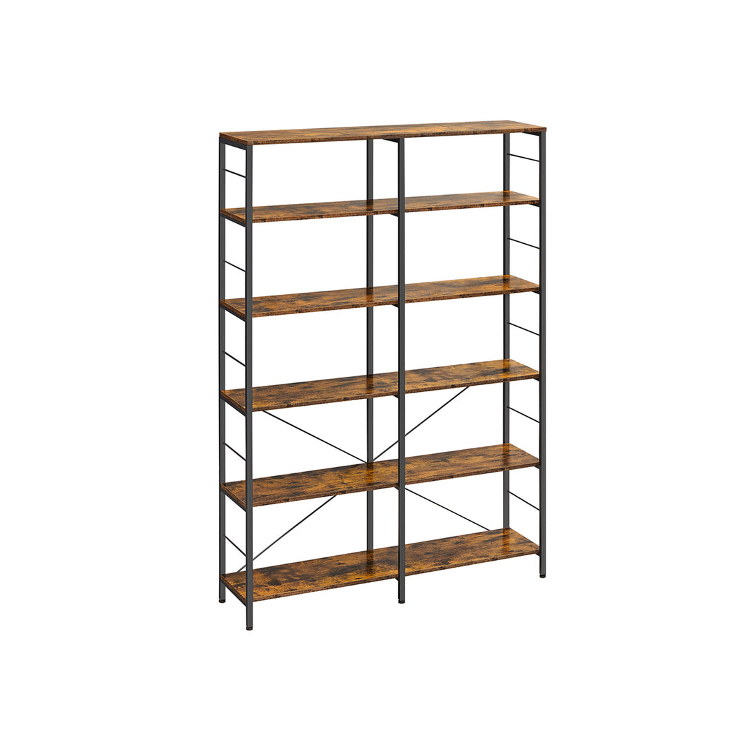6-Tier Bookshelf Rustic Brown and Black 30 x 120 x 172.5 cm