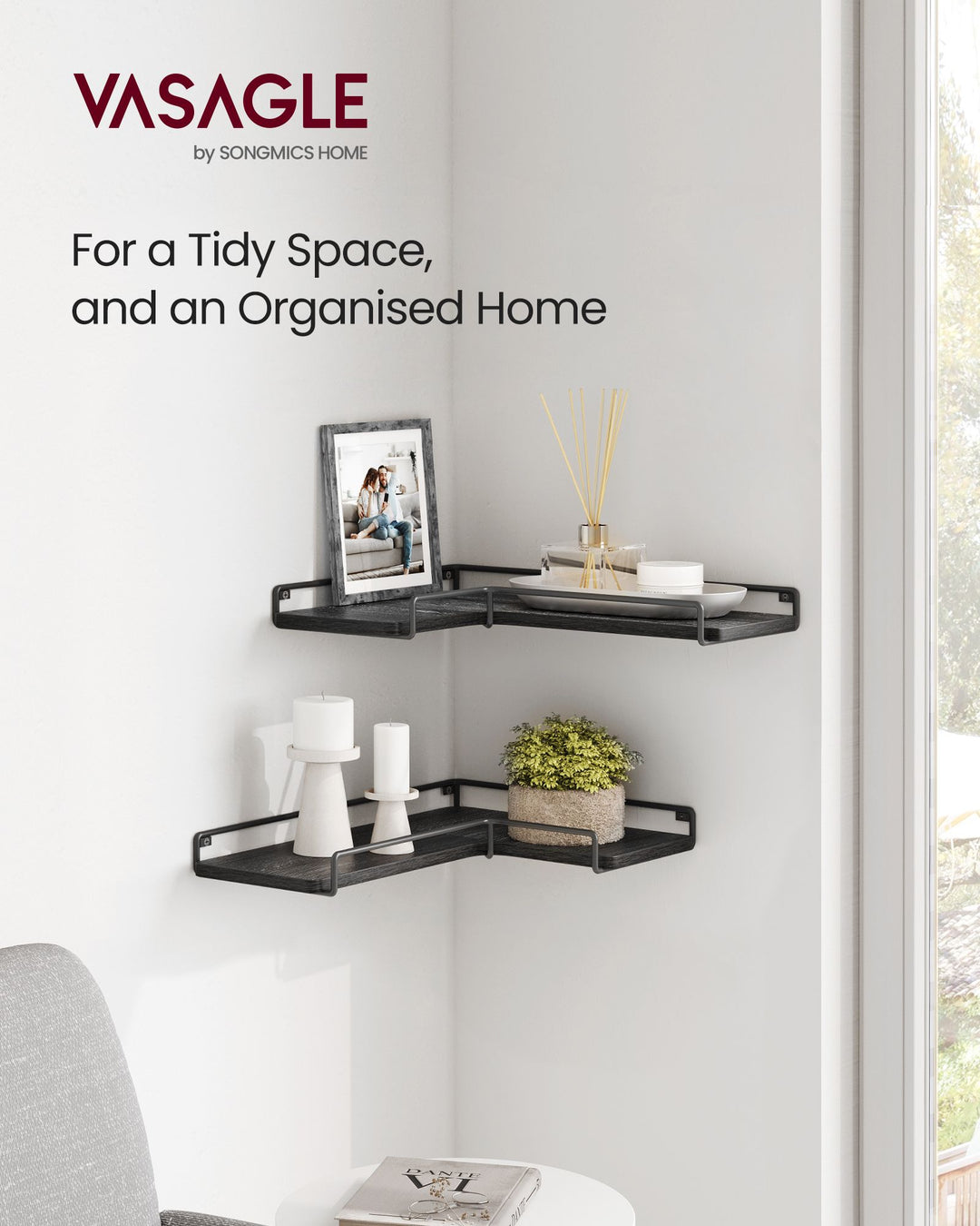 Set of 2 L-Shaped Floating Shelves